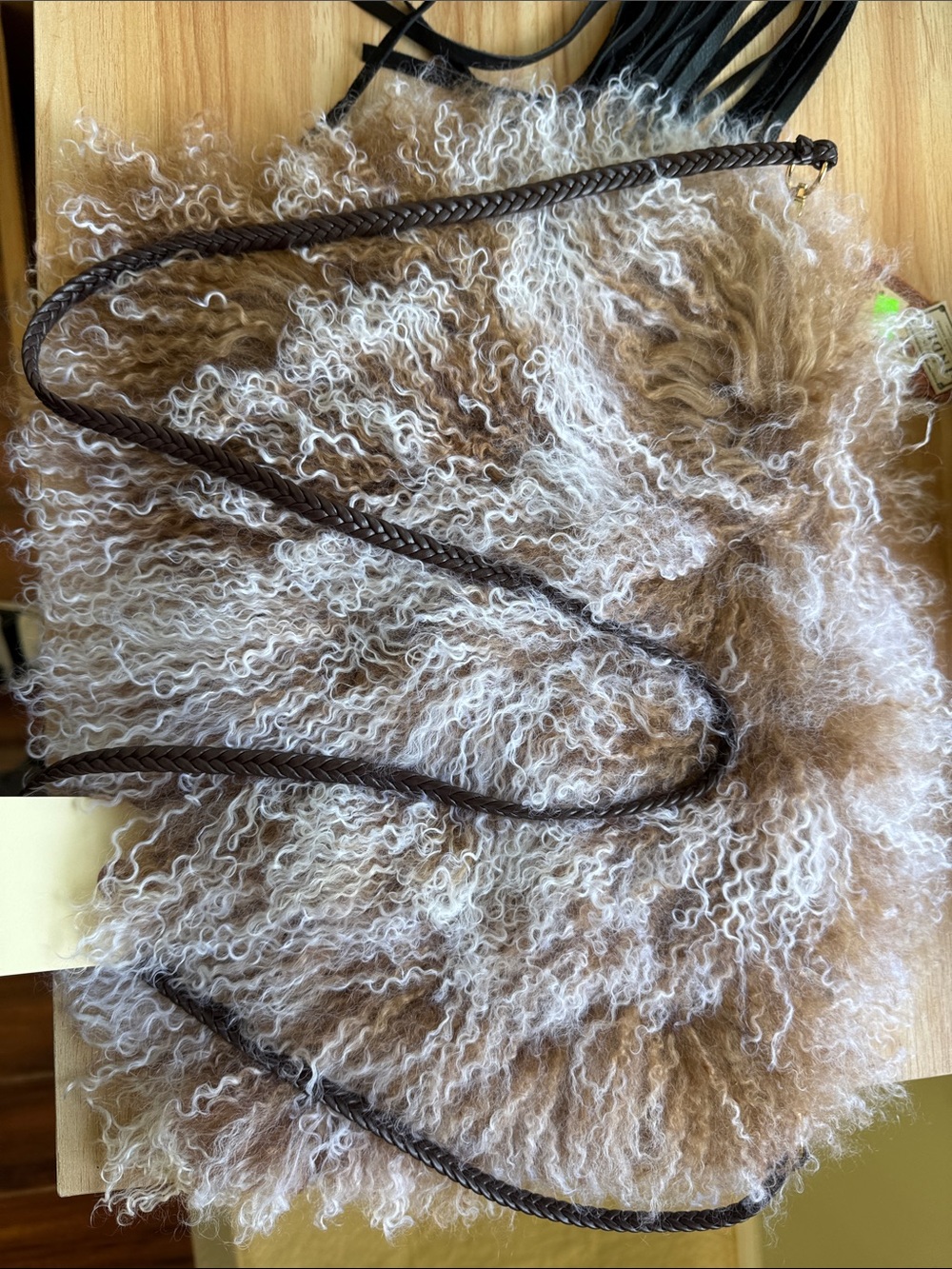 Australian sheep Fur Crossbody Bag - Brown & Cream